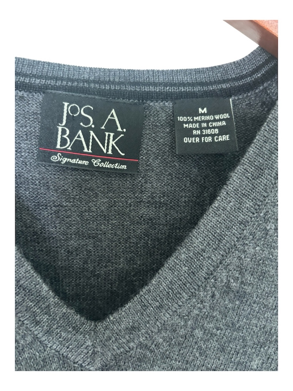 Jos. A. Bank Men's V-Neck Merino Wool Sweater Vest - Gray
